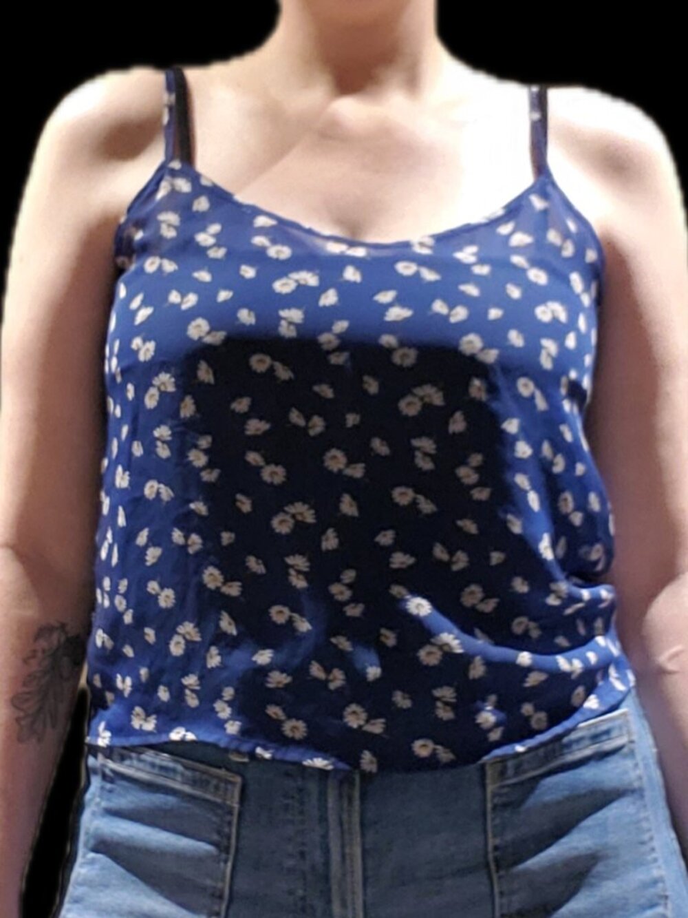 American Apparel Navy Blue Daisy Floral Camisole Tank Top